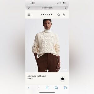 Varley Cream Mondain Cable Knit Sweater
